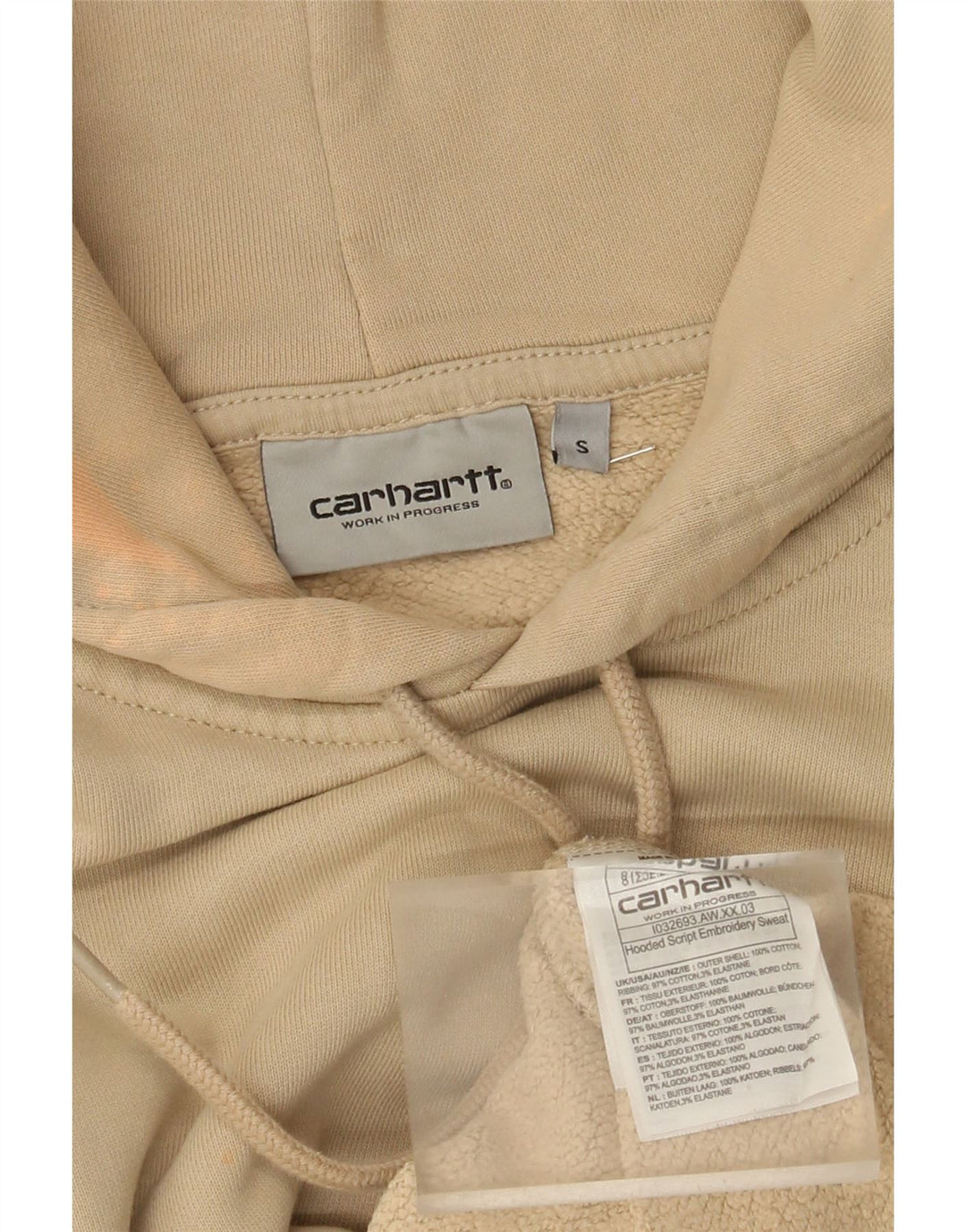 Carhartt Hombre Sudadera Con Capucha Jumper Small Beige Algodón