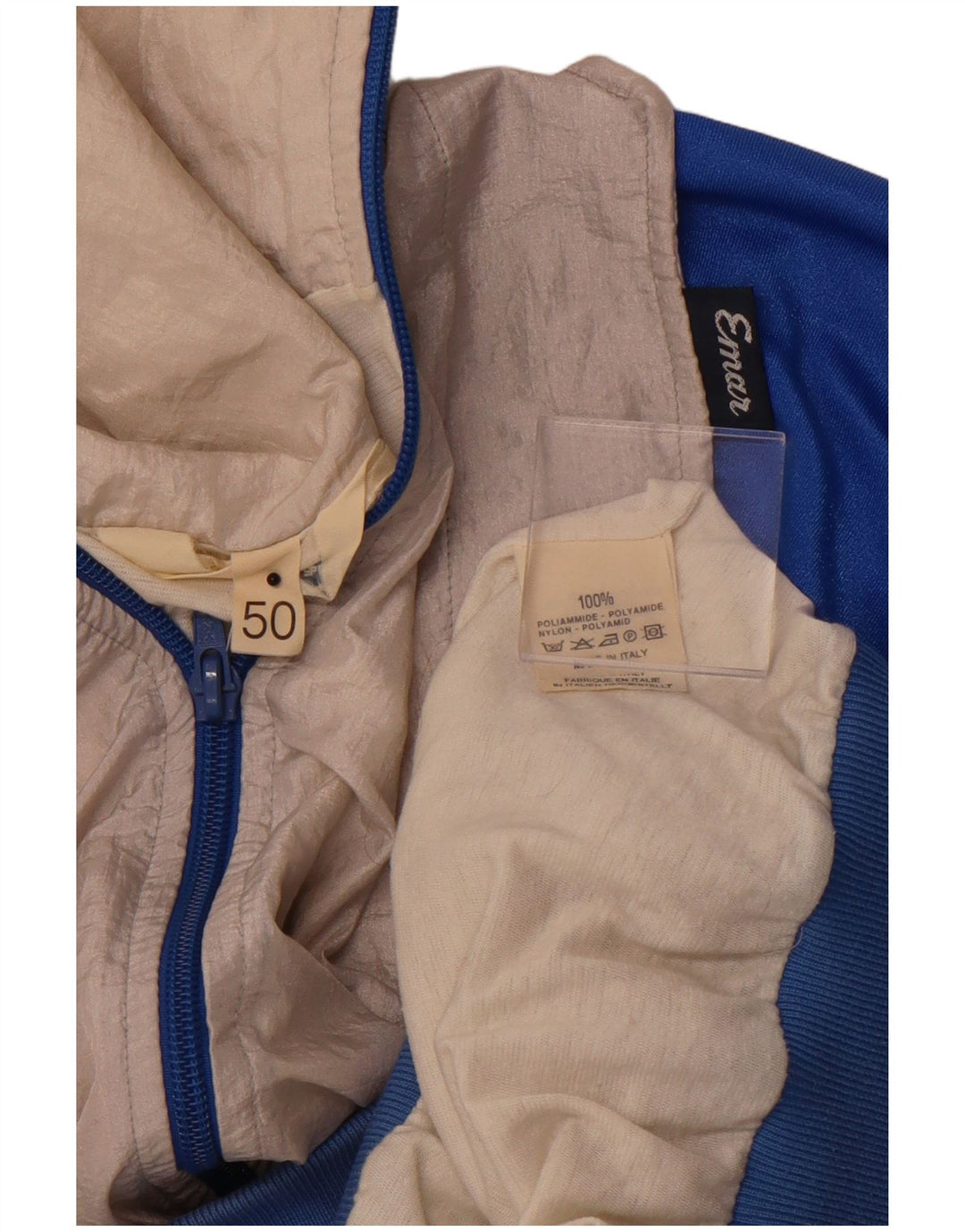 VINTAGE Chaqueta superior de chándal de corte holgado para hombre IT 50 Bloque de color gris medio