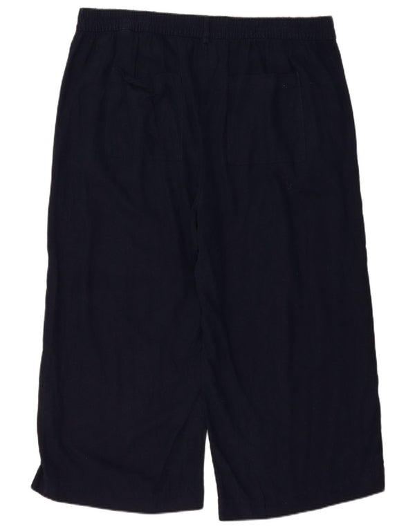 Marks & Spencer Pantalones Capri para Mujer UK 20 2XL W40 L23 Lino Azul Marino