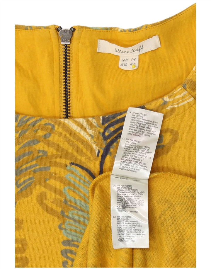 White Stuff Vestido recto de manga 3/4 para mujer UK 44 Medio Amarillo Floral