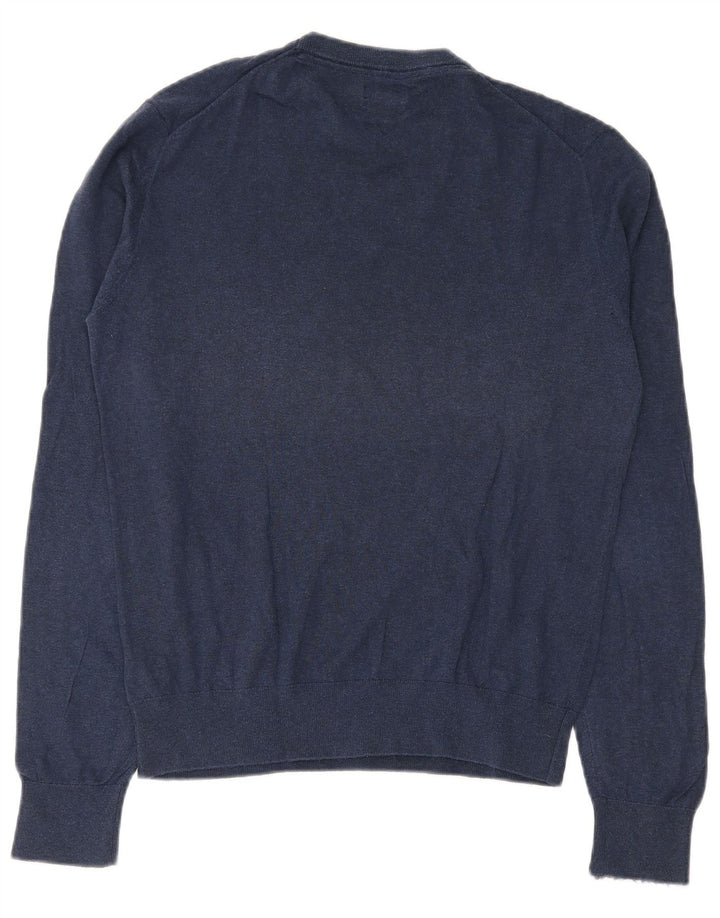 Gutteridge Jersey De Cuello Redondo Para Hombre Jersey De Algodón Azul Marino Medio