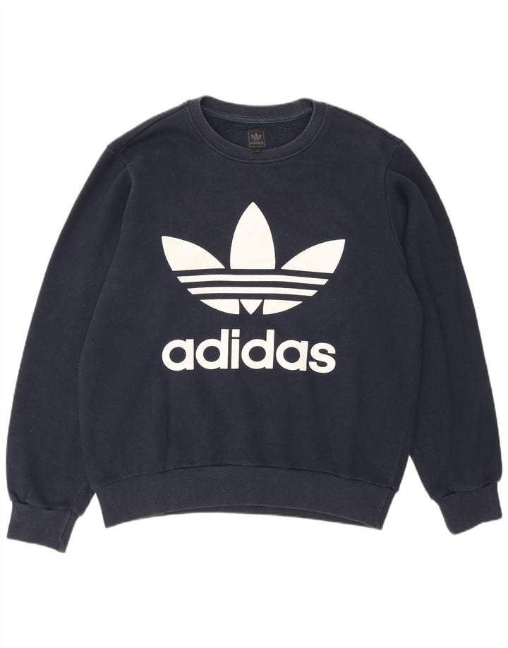 Adidas Hombre Graphic Sudadera Jumper Pequeño Azul Marino Algodón