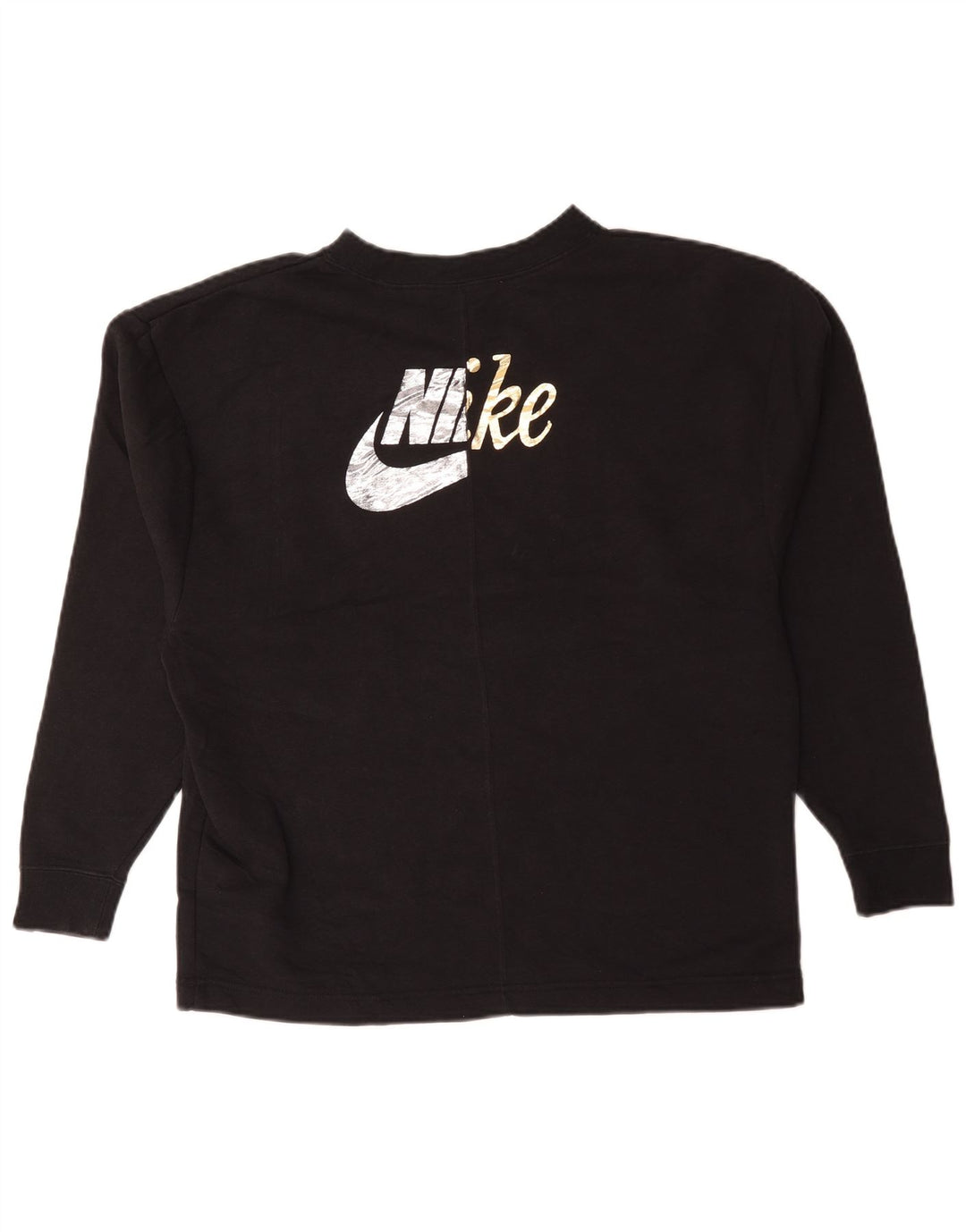 Nike Sudadera de gran tamaño con gráfico para mujer UK 10 Small Black Cotton