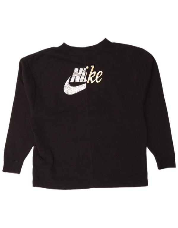 Nike Sudadera de gran tamaño con gráfico para mujer UK 10 Small Black Cotton