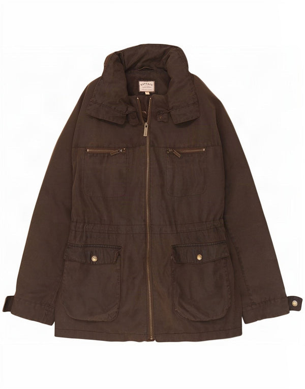 Chaqueta de algodón encerado con capucha para mujer de Fat Face UK 40 XL Marrón