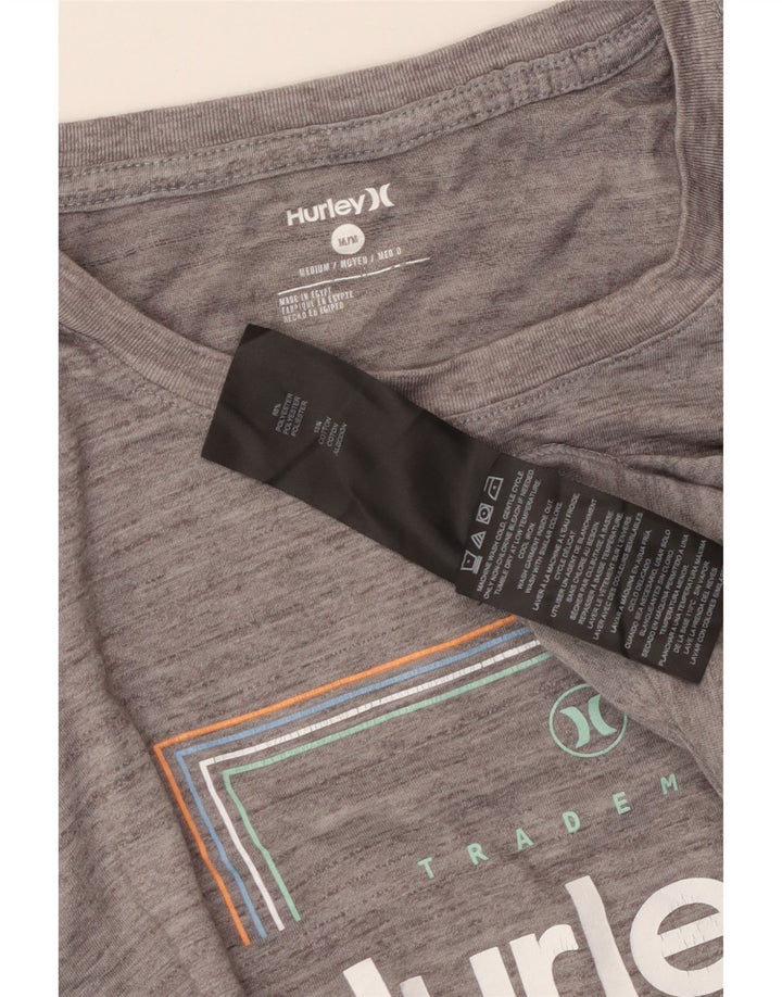 Hurley Camiseta Gráfica Para Hombre Top Poliéster Gris Medio