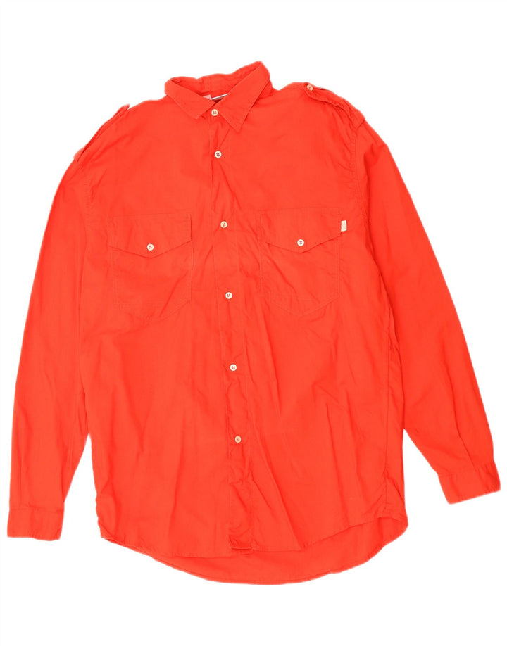 MASH Camisa militar para hombre de algodón rojo mediano