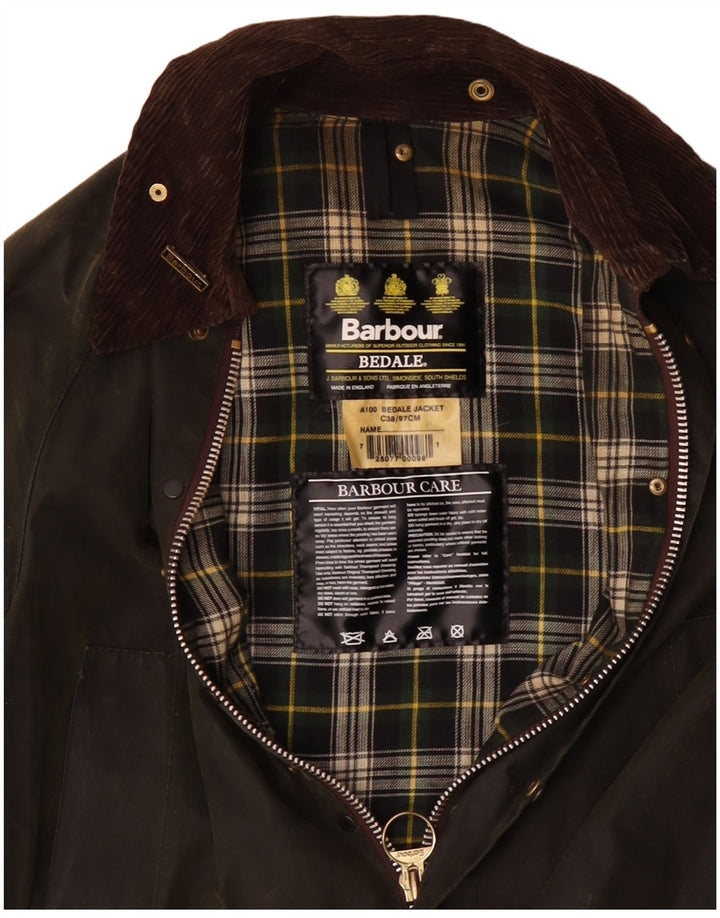 BARBOUR Chaqueta de algodón encerado Bedale para hombre UK 38 Medium Khaki
