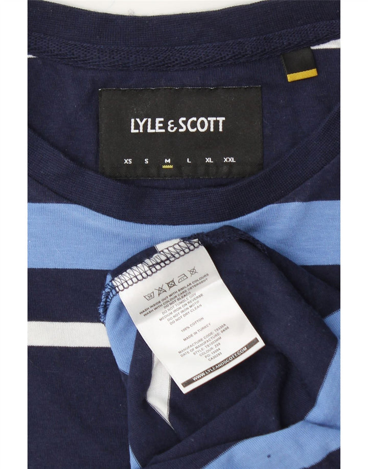 LYLE & SCOTT Camiseta para hombre Top Medium Azul marino Rayas Algodón