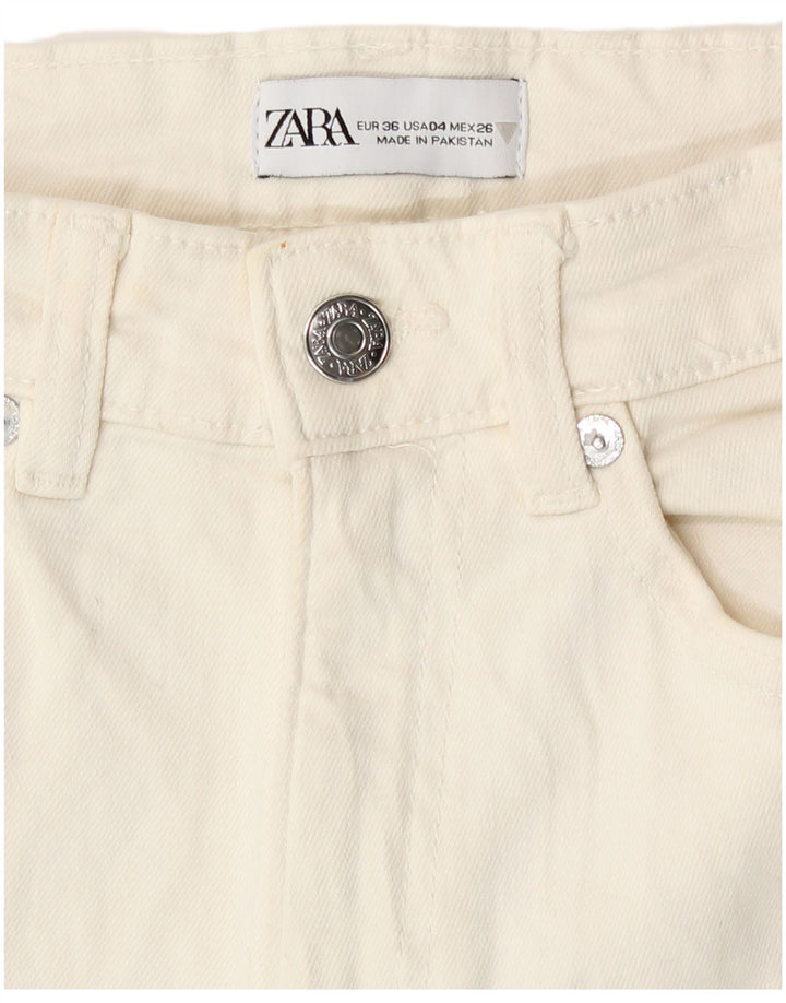 Zara Jeans Rectos Mujer EU 36 XS W26 L25 Algodón Blanco