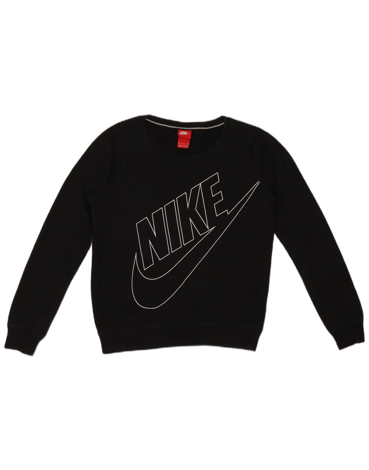 Nike Mujer Oversize Crop Graphic Sudadera Jumper UK 10 Small Negro