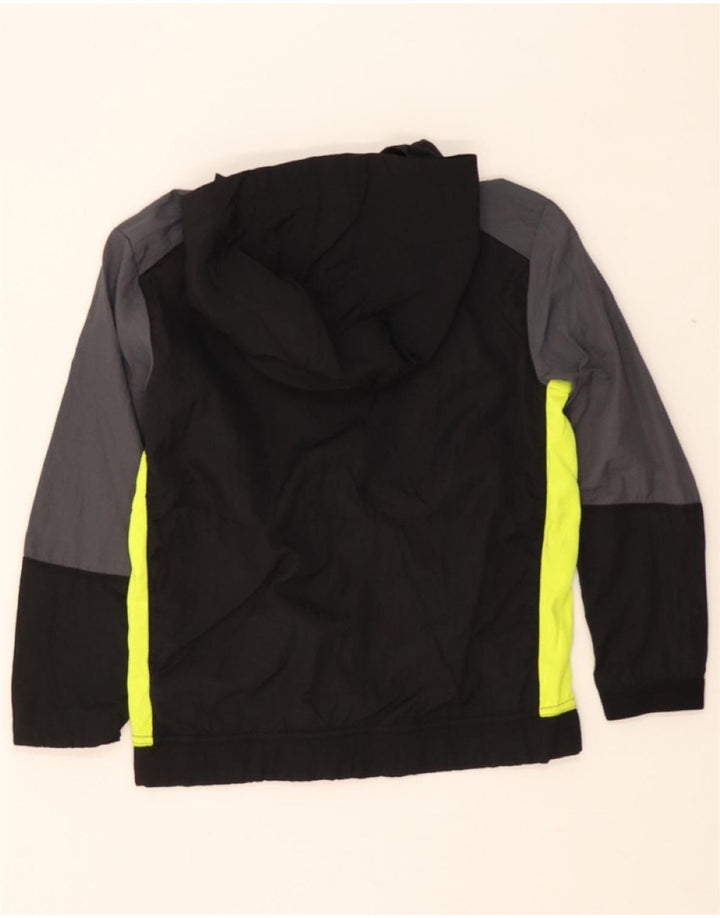 RUSSELL ATHLETIC Boys Hooded Rain Jacket 6-7 Years Small Black Colourblock Vintage Russell Athletic and Second-Hand Russell Athletic from Messina Hembry 