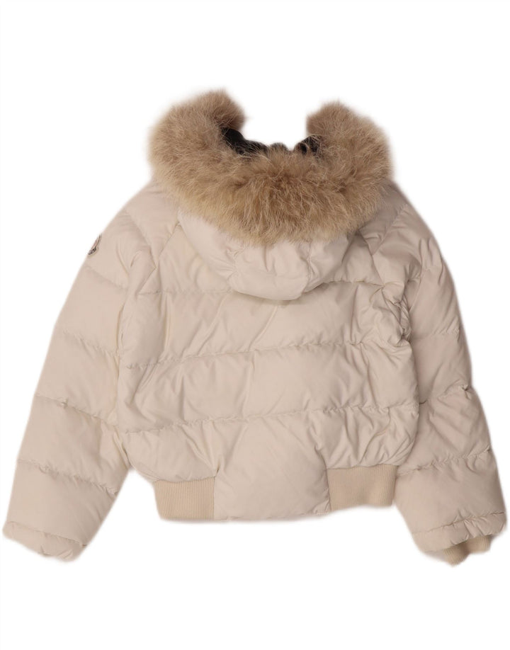 MONCLER Chaqueta acolchada con capucha para niña 5-6 años Nylon blanco