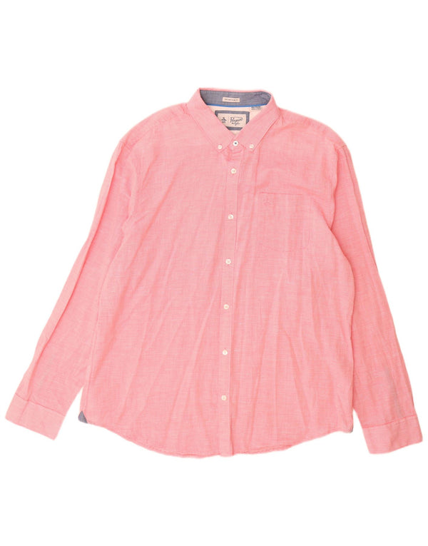Camisa Penguin Heritage Slim Fit para hombre, talla 2XL, color rosa a rayas