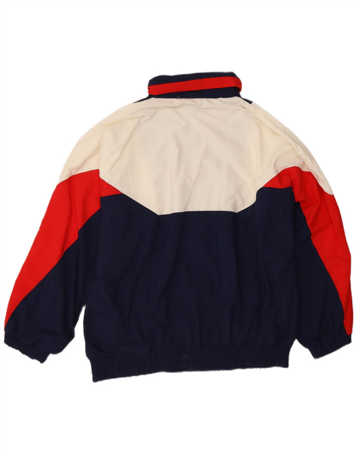 Vintage Hombre Chándal Top Chaqueta XL Azul Marino Colorblock Poliamida