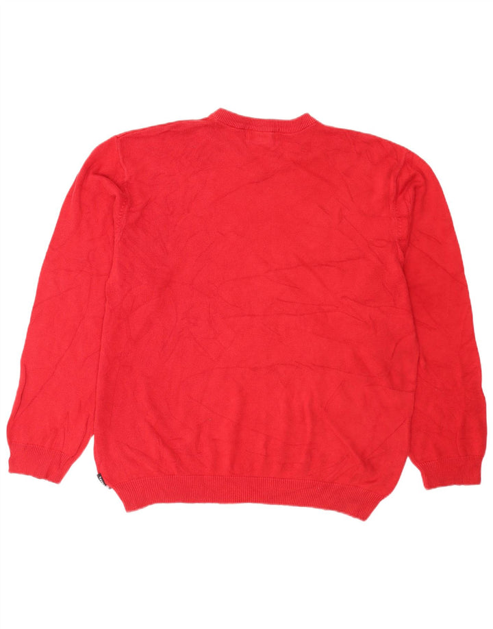 Chaps Jersey con cuello en V para hombre, talla grande, color rojo, algodón