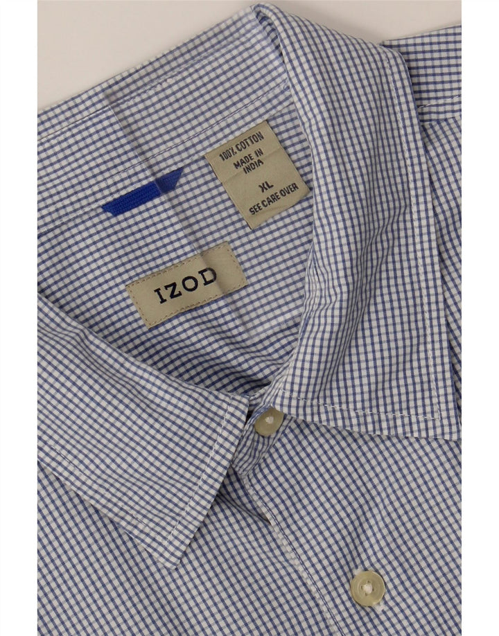IZOD Mens Short Sleeve Shirt XL Blue Check Cotton Vintage Izod and Second-Hand Izod from Messina Hembry 