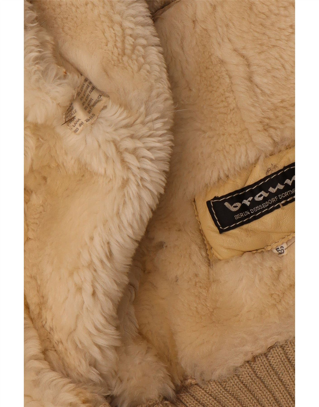 VINTAGE Chaqueta Sherpa para hombre IT 56 3XL Lana beige