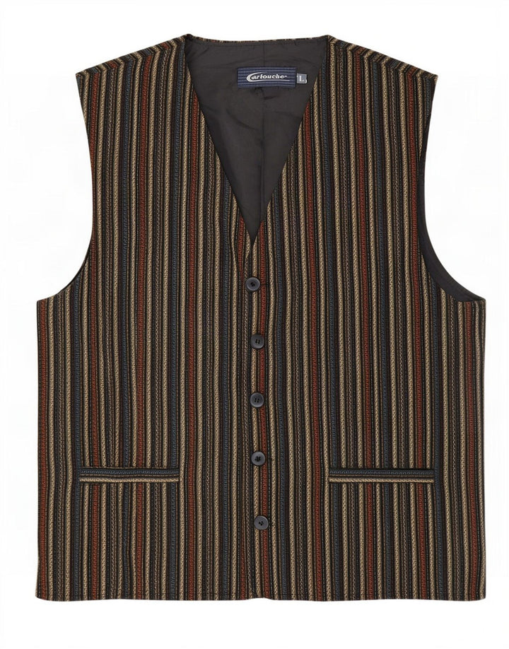 Chaleco Cartouche Para Hombre Poliéster A Rayas Beige Grande