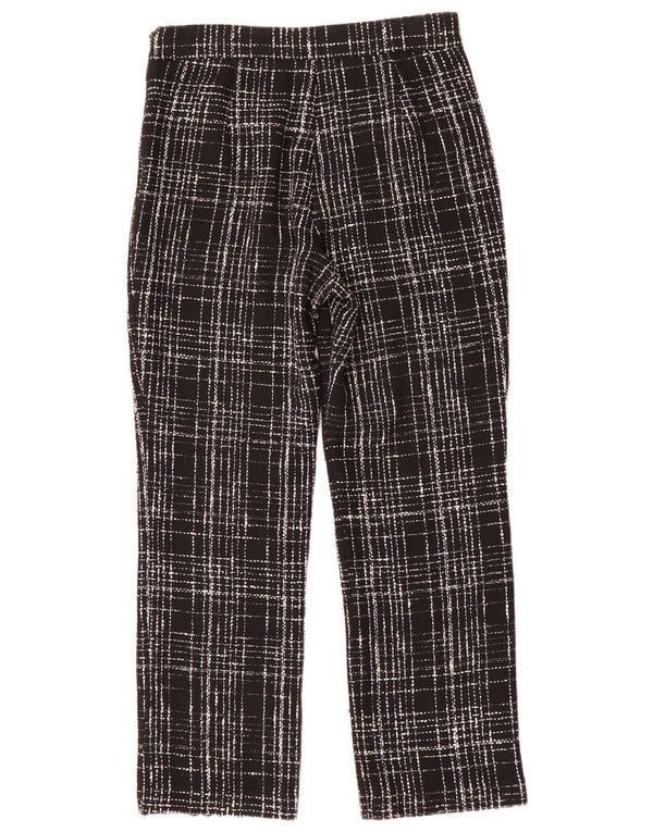 Zara Mujer Pantalones Casuales Rectos XS W24 L26 Cuadros Negros