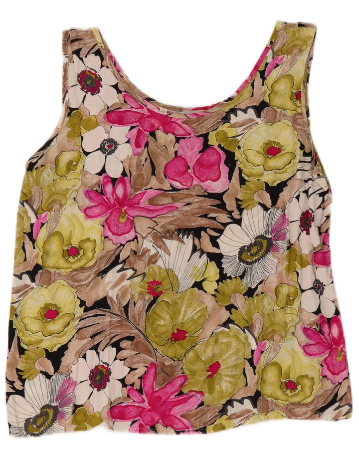 Vintage mujer crop blusa sin mangas Top IT 44 Medio Multicolor Floral