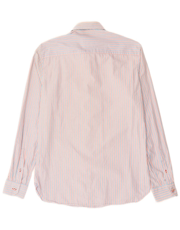 Crew Clothing Camisa entallada para hombre de algodón a rayas rosa pequeña