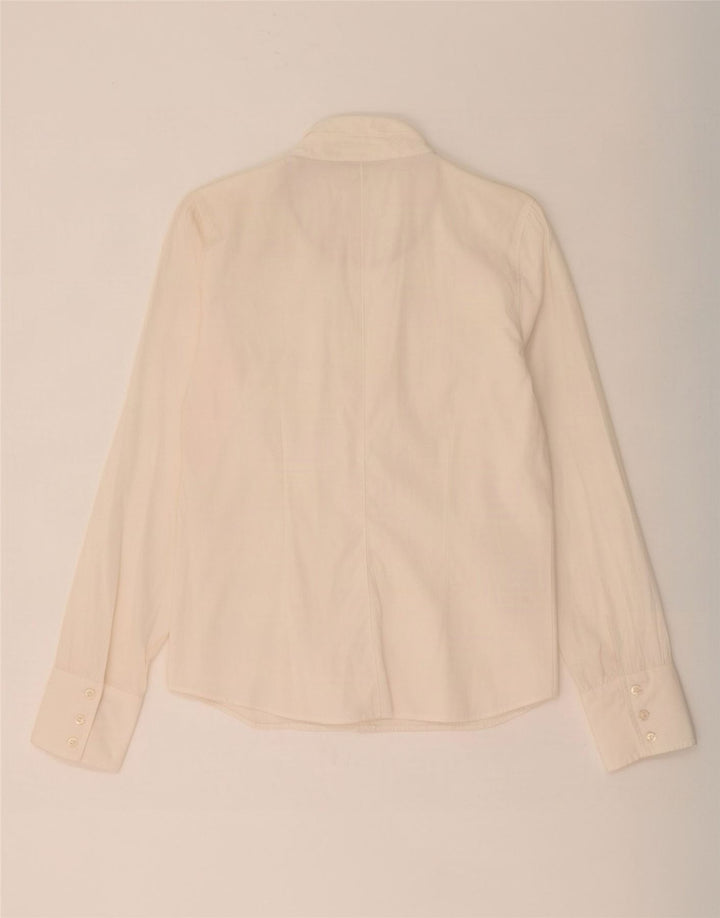 Tommy Hilfiger Camisa frontal con volantes para mujer US 12 Grande Algodón blanco