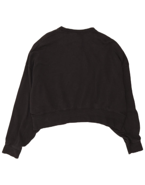 Nike Mujer Crop Oversize Sudadera Jumper UK 10 Pequeño Algodón Negro