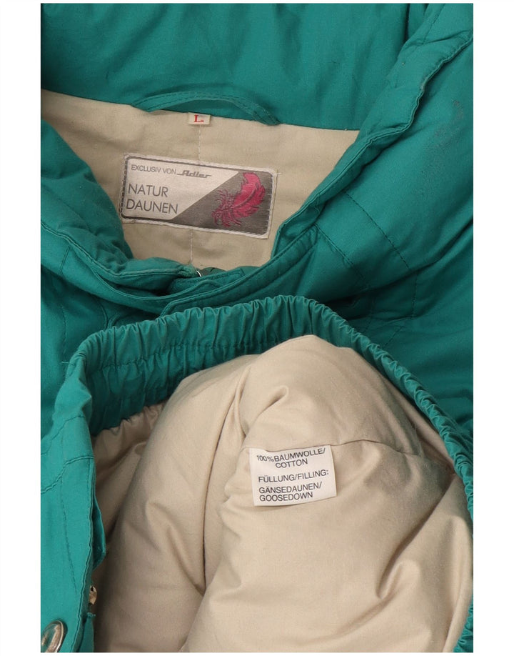 Vintage hombres chaqueta acolchada Reino Unido 40 algodón turquesa grande