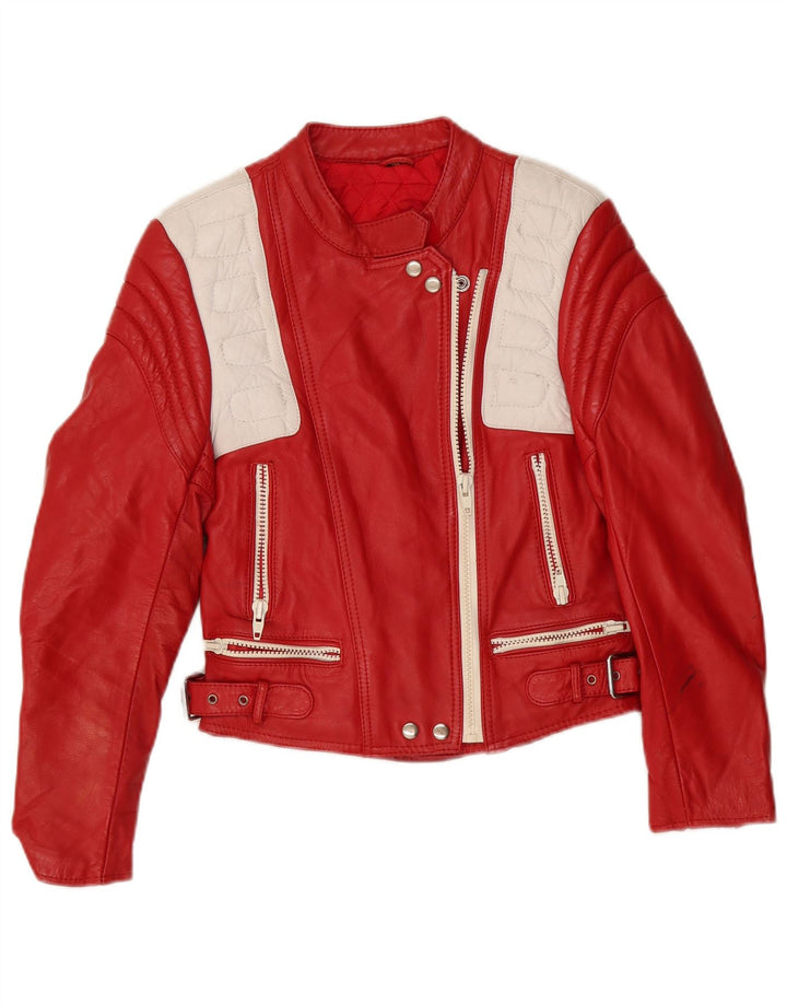 Vintage mujer cuero Racer chaqueta EU 40 cuero rojo medio