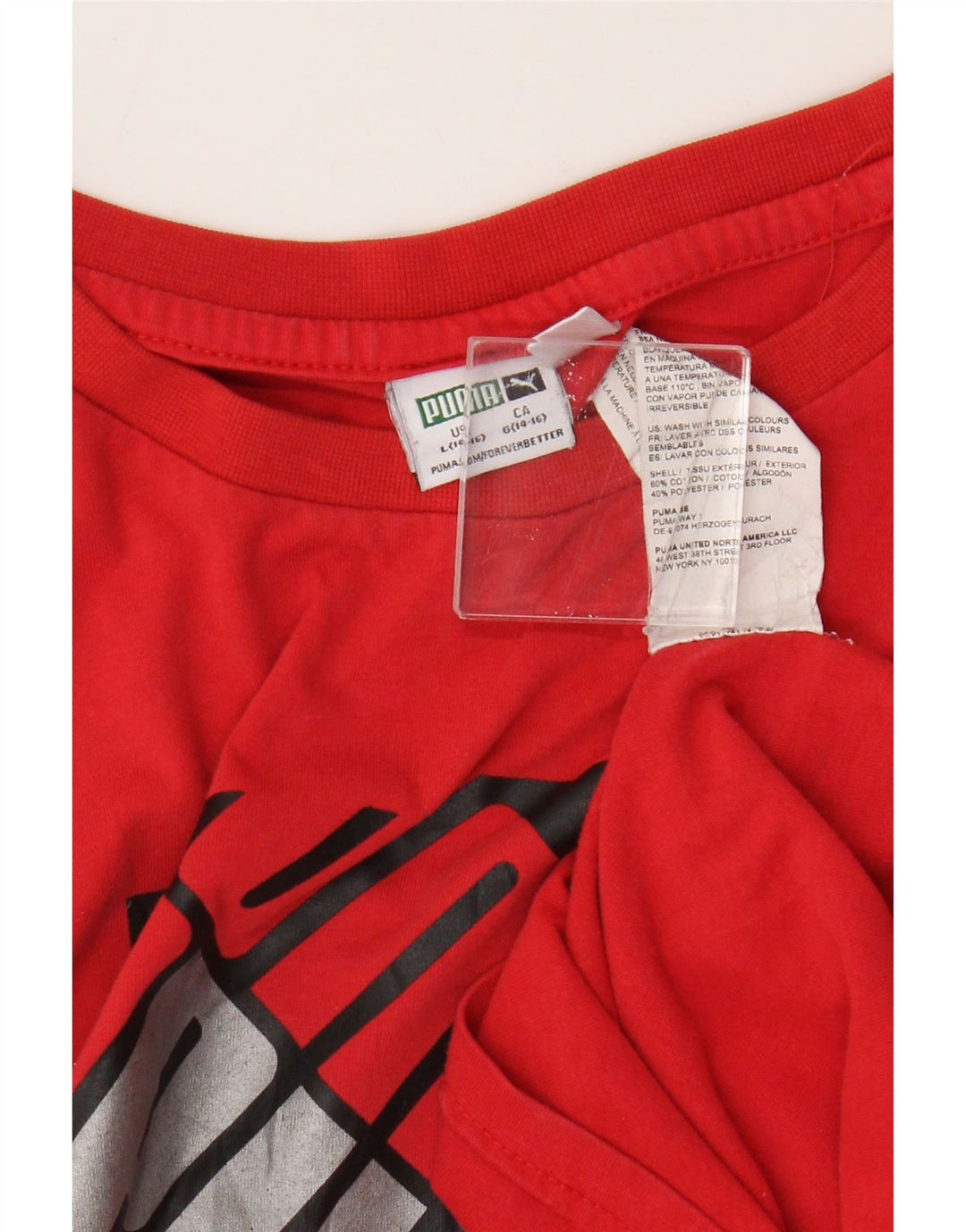 Puma Camiseta gráfica para niños 14-15 años Grande Algodón Rojo