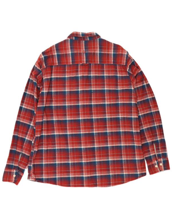 Camisa de franela para hombre Fat Face 2XL Algodón a cuadros rojos