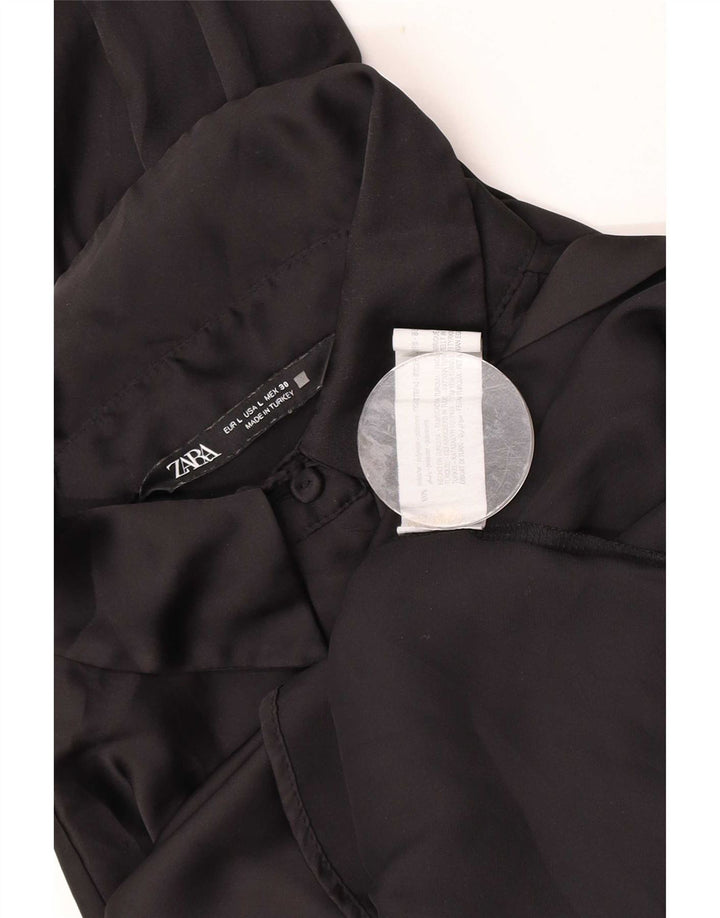 Zara Mujer Camisa Extragrande UK 46 Grande Poliéster Negro