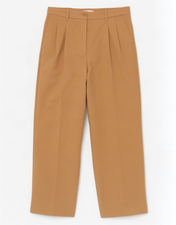 Zara Mujer Pantalón Traje Pegged Mediano W28 L31 Poliéster Beige