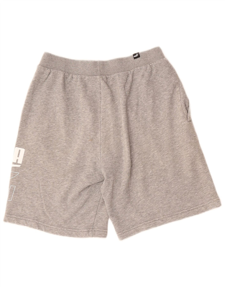 Puma Pantalones cortos deportivos gráficos para hombre pequeños de algodón gris