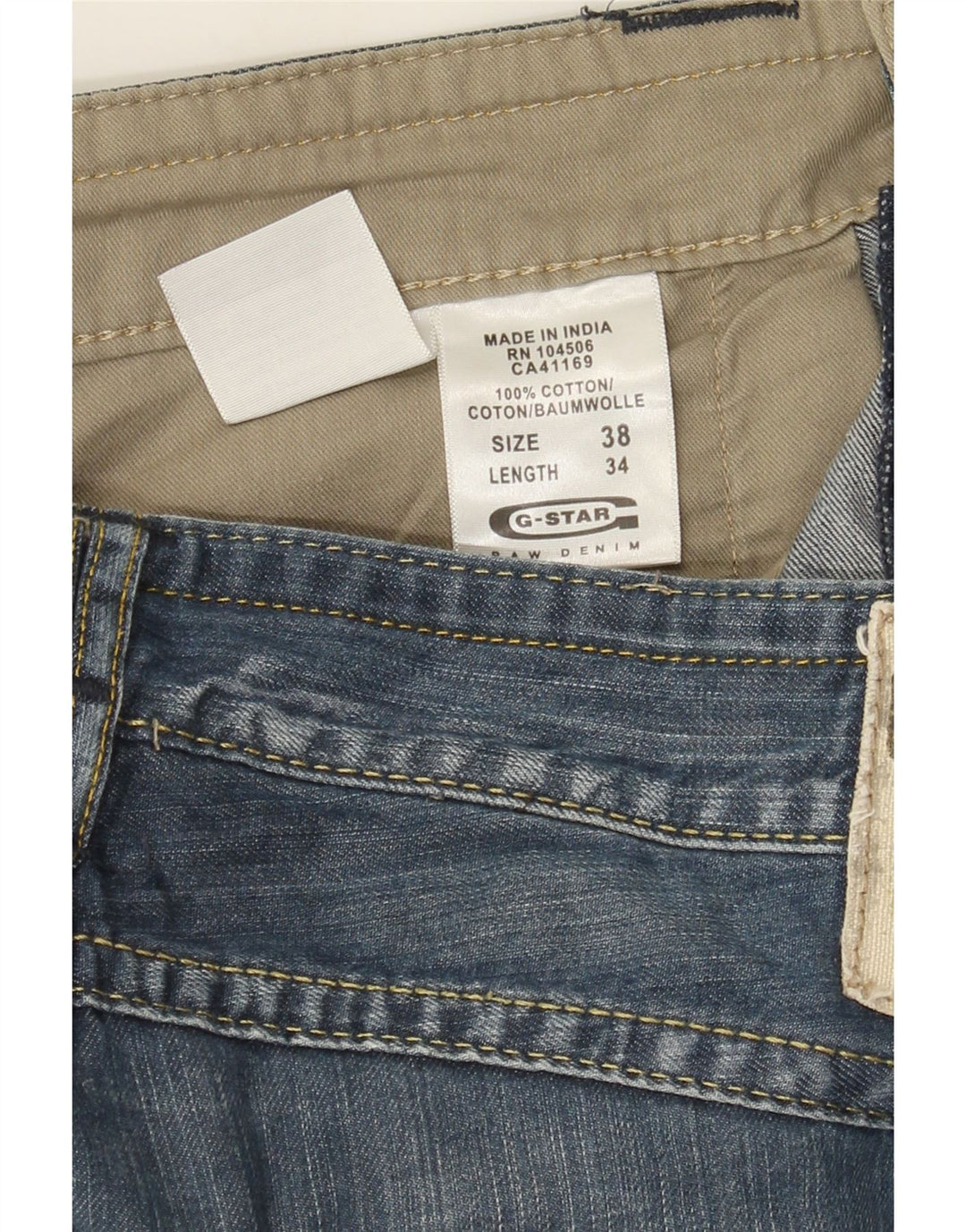 Vaqueros rectos G-Star 3301 para hombre W38 L34 Algodón azul