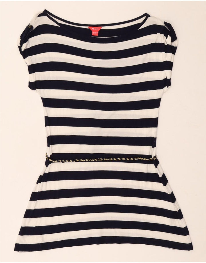 MONSOON Top tipo túnica para mujer UK 12 Medium Azul marino Rayas Viscosa