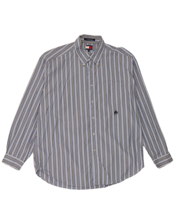 Tommy Hilfiger Mens Shirt XL Blue Striped Cotton