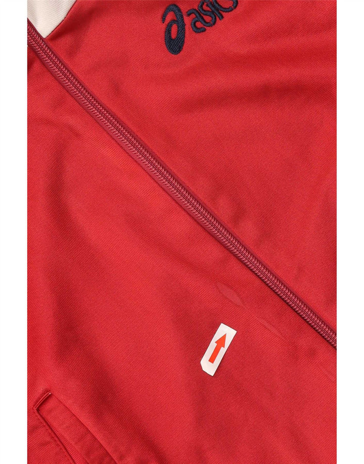 Asics Mens Graphic Chándal Top Chaqueta IT 52 Grande Rojo Colorblock