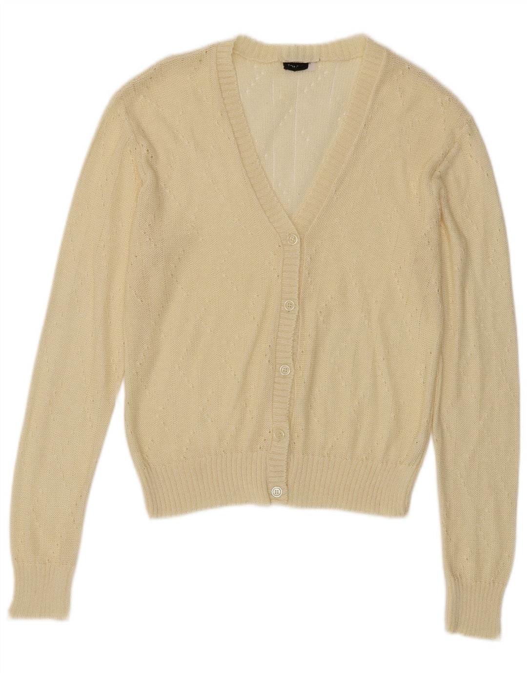 Vintage mujer Cardigan suéter IT 44 Acrílico amarillo medio