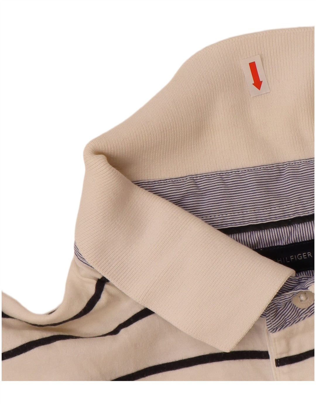 TOMMY HILFIGER Polo para hombre de algodón a rayas blanco roto grande