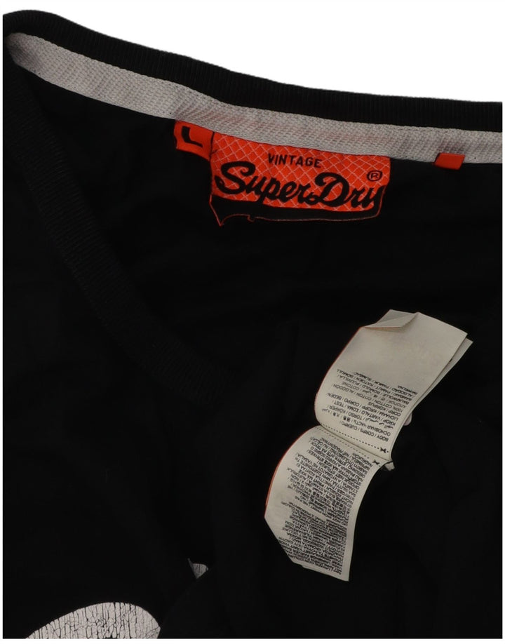Superdry Hombre Camiseta Sin Mangas Con Gráfico Grande De Algodón Negro