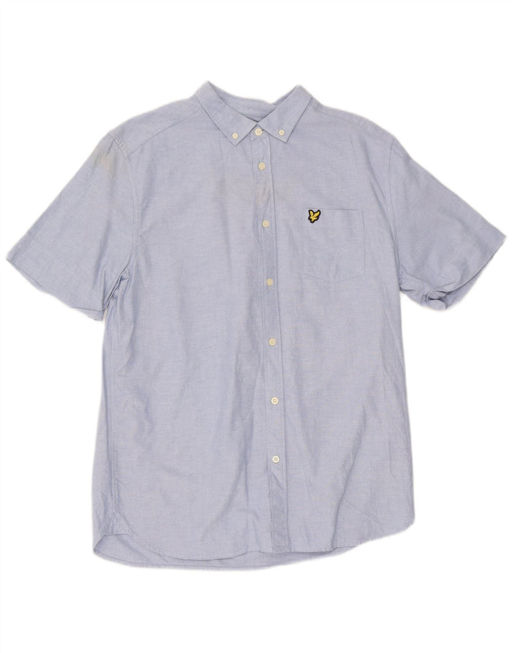 Lyle & Scott Camisa de manga corta para hombre de algodón azul grande