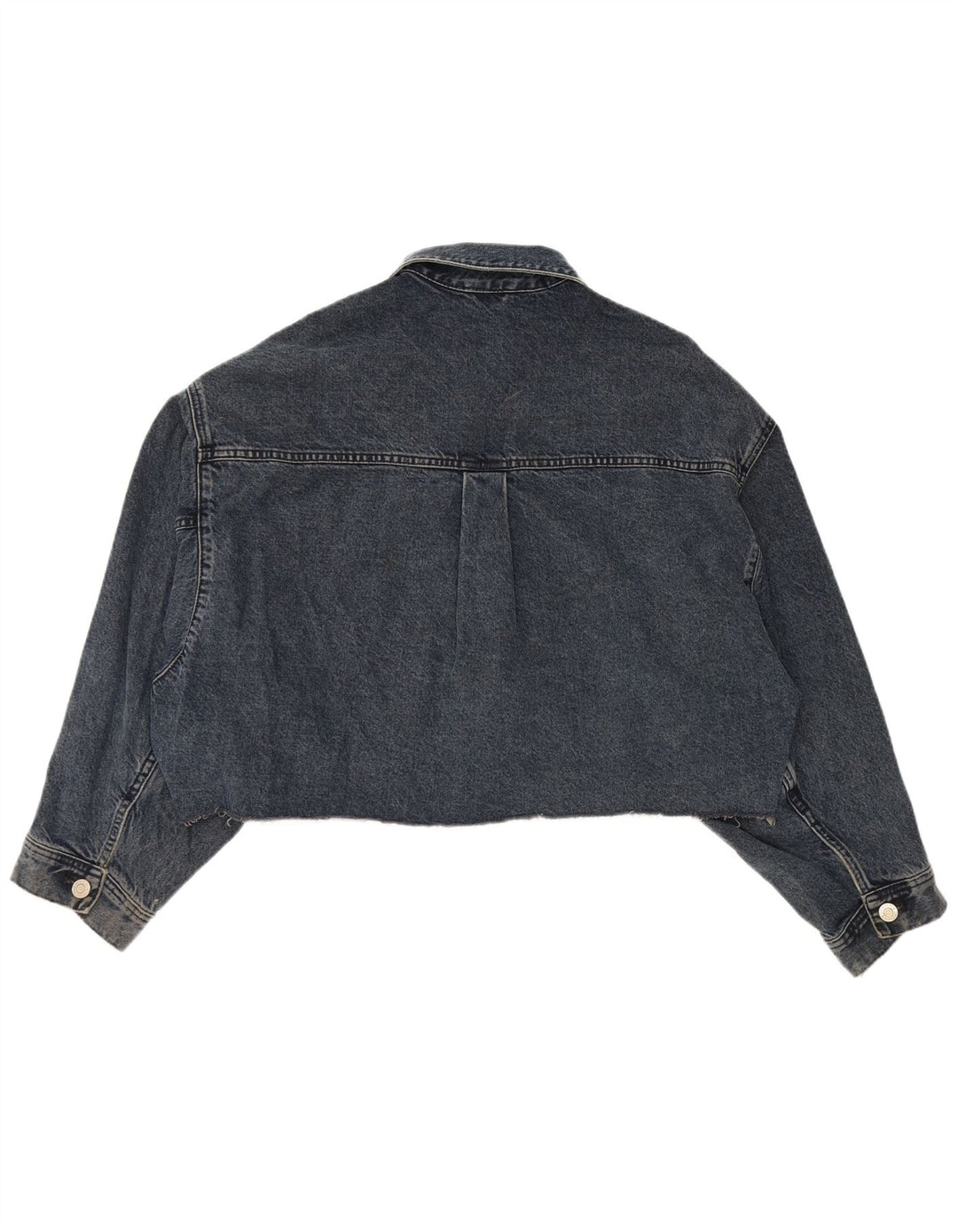 Zara Mujer Crop Chaqueta Vaquera Extragrande UK 40 Mediana Azul Marino Algodón