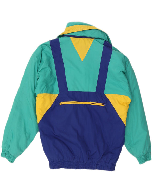 Chaqueta de esquí con capucha vintage para hombre Reino Unido 38 Bloque de color multicolor medio
