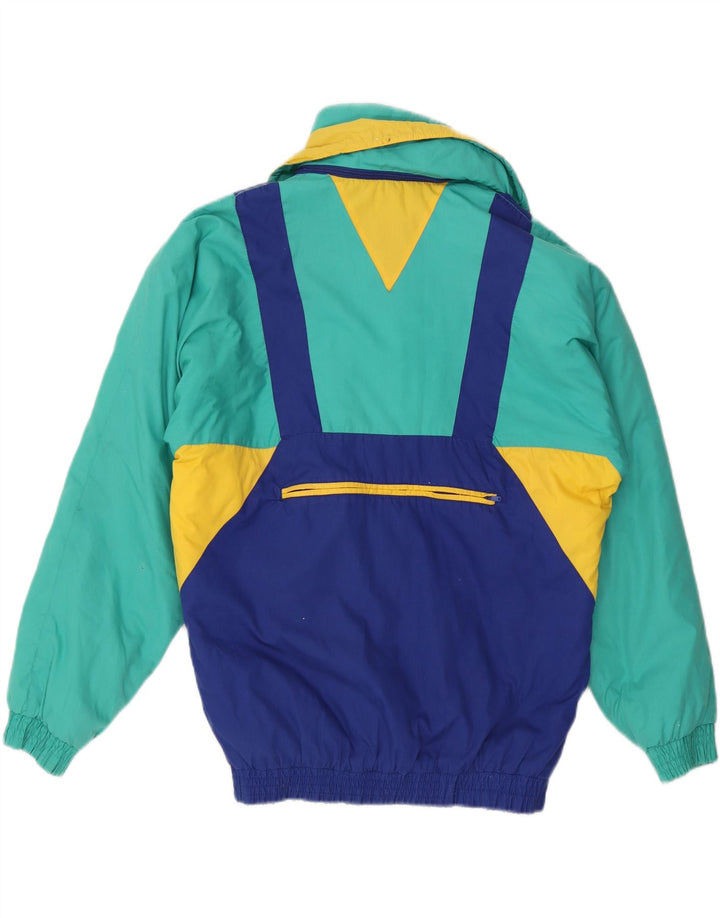 Chaqueta de esquí con capucha vintage para hombre Reino Unido 38 Bloque de color multicolor medio