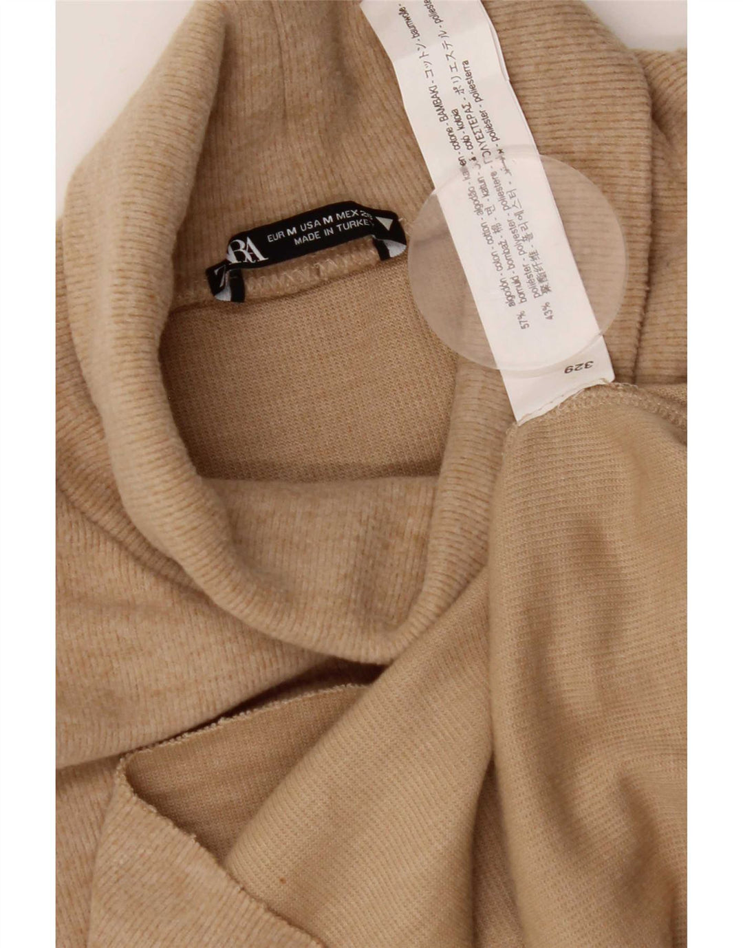 Zara Mujer Blusa Sin Mangas Top UK 42 Algodón Beige Medio