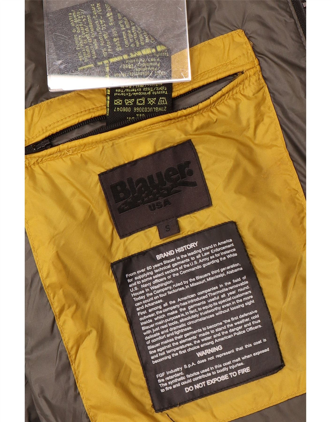 Blauer Chaqueta acolchada con capucha para hombre UK 36 Small Amarillo Poliamida