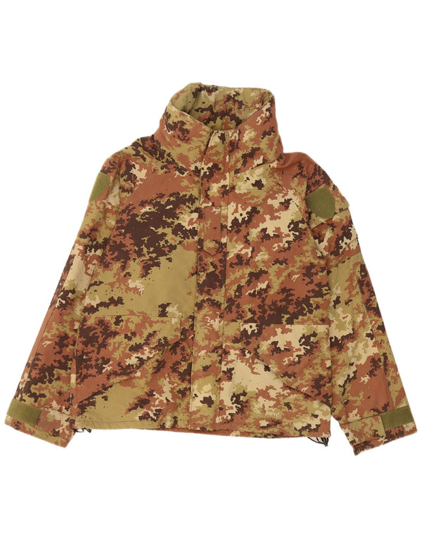 Vintage hombres con capucha chaqueta militar Reino Unido 38 camuflaje caqui medio