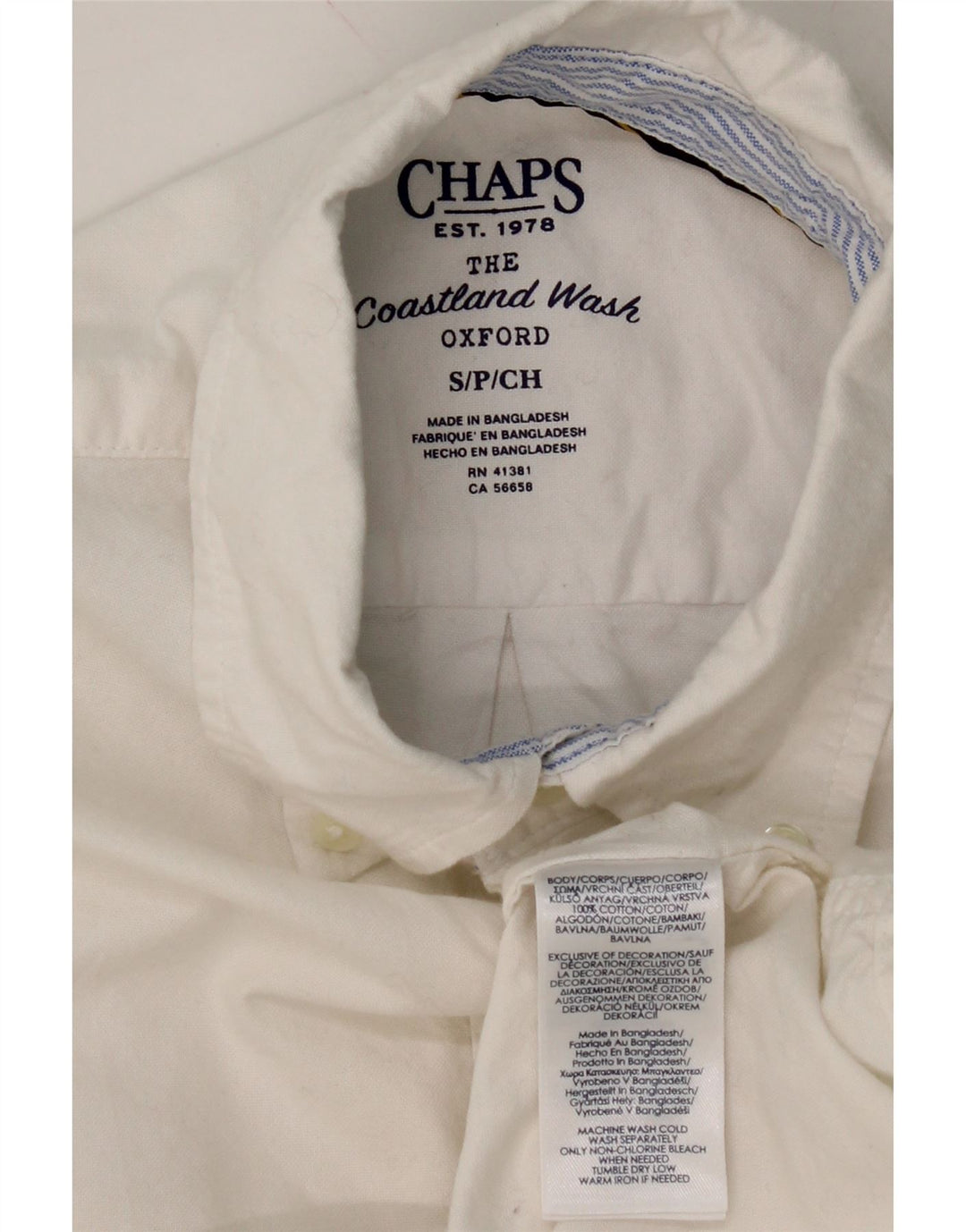 CHAPS Mens Oxford Shirt Small White Cotton Vintage Chaps and Second-Hand Chaps from Messina Hembry 